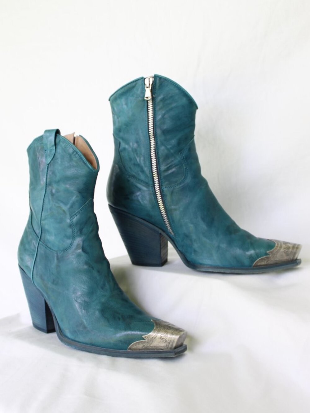 Free People Brayden Western cowboy bootie Boot teal Petrol steel toe blue 41